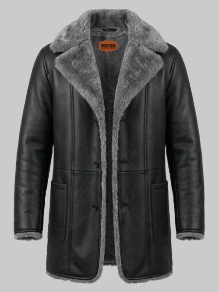 Winter Furlong Black Leather Shearling Coat