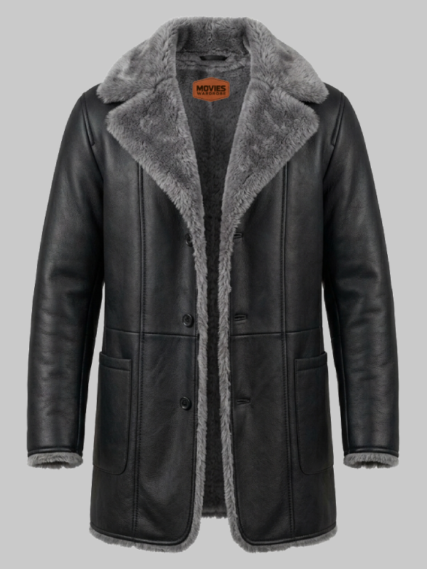 Winter Furlong Black Leather Shearling Coat
