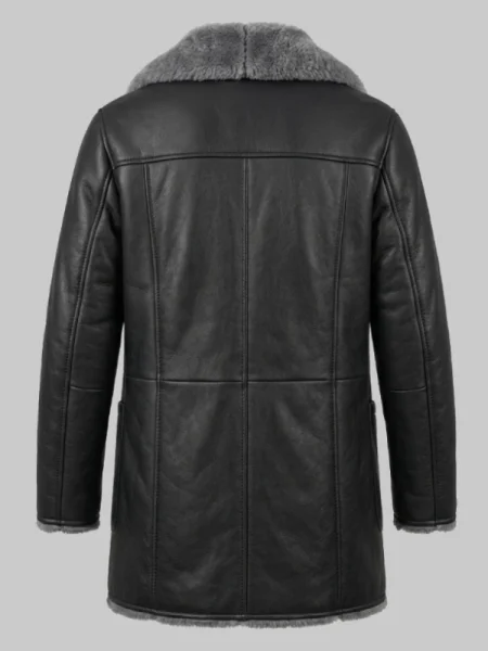 Furlong Black Leather Winter Shearling Coat