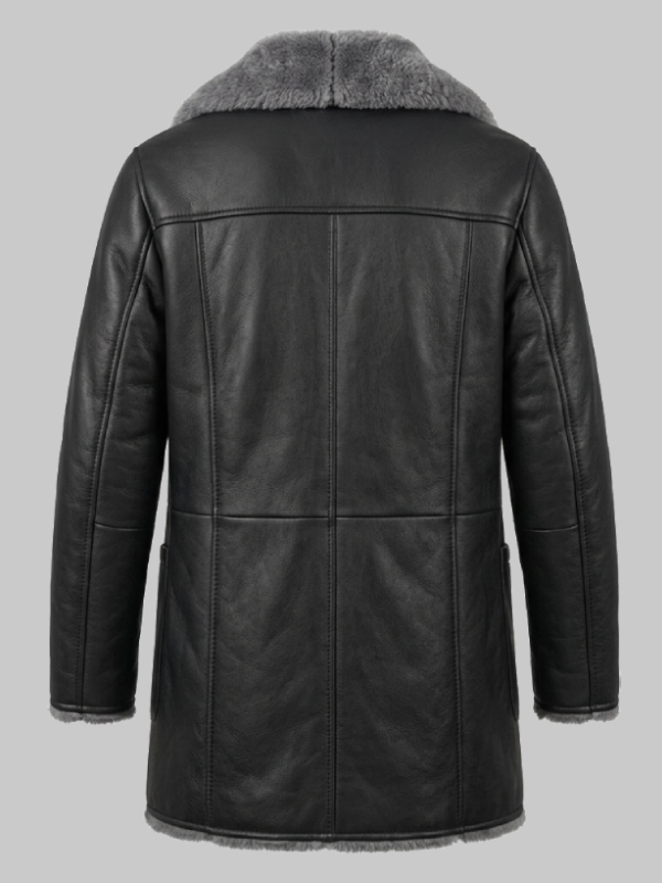 Furlong Black Leather Winter Shearling Coat