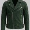 Green Suede Biker Leather Jacket