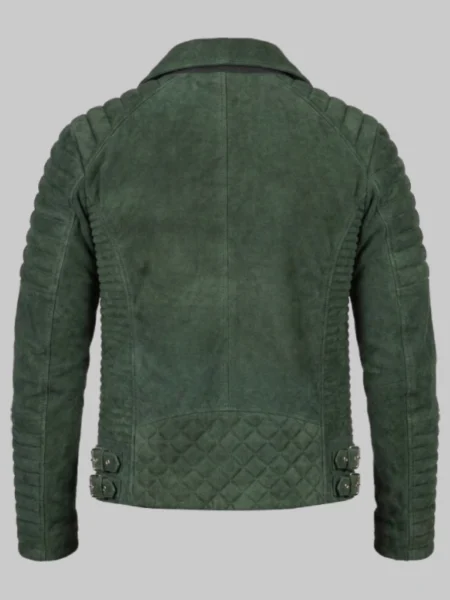 Unisex Green Biker Leather Jacket