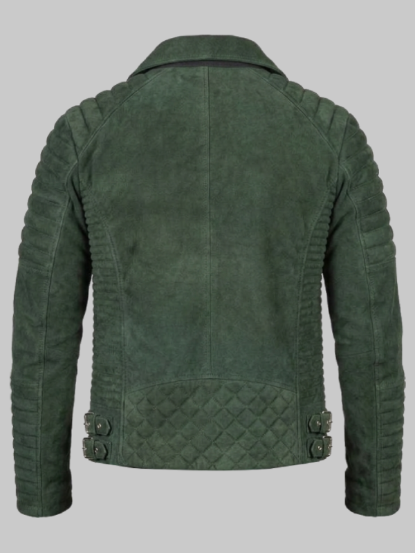 Unisex Green Biker Leather Jacket