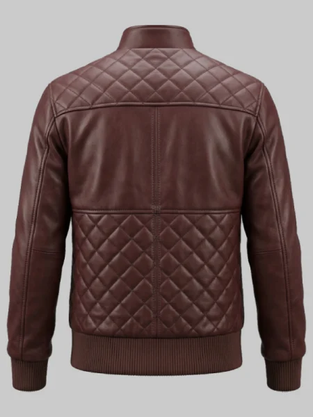Maroon Leather Bomber Jacket