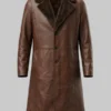 Brown Streetwear Long Leather Trench Coat