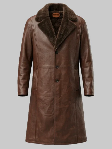 Brown Streetwear Long Leather Trench Coat