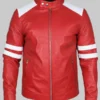 Mens Red Biker Leather Jacket