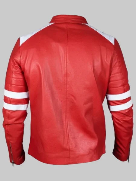 Red Biker Leather Jacket For Men