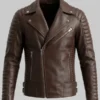 Brown Biker Leather Jacket For Men