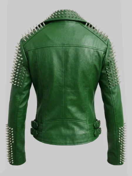 Green Studded Leather Jacket