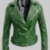 Green Studded Leather Jacket Unisex