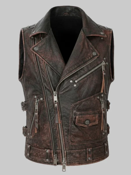 Mens Biker Leather Vest
