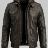 Mens Hooded Leather Jacket
