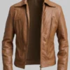 Old School Brown Streetwear Leather Jacket For Men