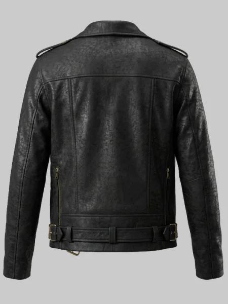 Black Distressed Winter Leather Jacket