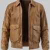 Olive Brown Leather Bomber A2 Jacket