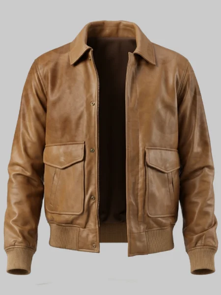 Olive Brown Leather Bomber A2 Jacket