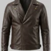 Men's Dark Brown Leather Biker Jacket