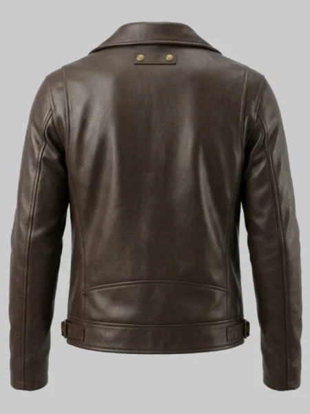 Dark Brown Winter Biker Leather Jacket For Men