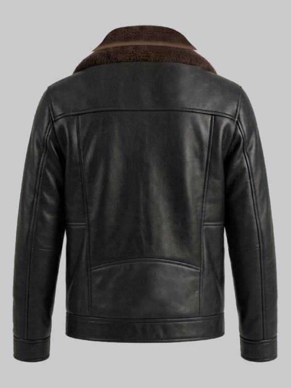 Black Leather Jacket For Men With Brown Shearling