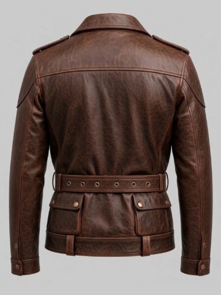 Men’s Vintage Brown Leather Biker Jacket 2