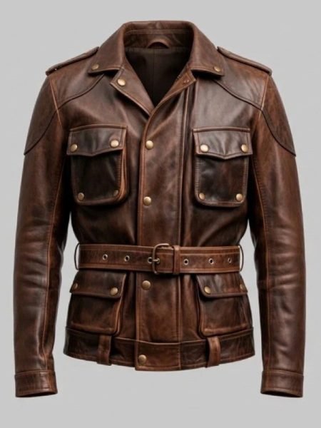 Men’s Vintage Brown Leather Biker Jacket
